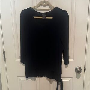 Elegant Black Women's Blouse with Tie Detail